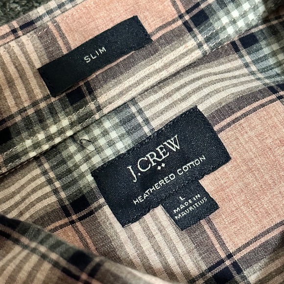 J. Crew Men’s Slim Fit Heathered Cotton Plaid Long Sleeve Shirt Size Large - Picture 3 of 4